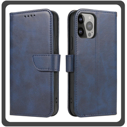 Θήκη Book, Leather Δερματίνη Flap Wallet Case with Clasp Blue Μπλε For iPhone 14 Plus​