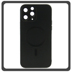 Θήκη Πλάτης - Back Cover, Silicone Σιλικόνη Liquid Silicone Magnetic Protection Case Black Μαύρο For iPhone 14 Pro