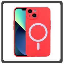Θήκη Πλάτης - Back Cover, Silicone Σιλικόνη Liquid Silicone Magnetic Protection Case Red Κόκκινο For iPhone 13 Mini