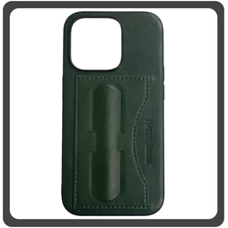 Θήκη Πλάτης - Back Cover, Silicone Σιλικόνη Leather Δερματίνη Minimalist Plug-in Support Case Green Πράσινη For iPhone 13