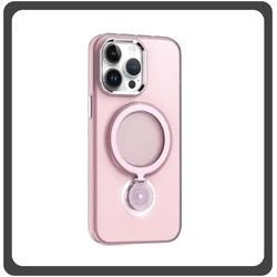 Θήκη Πλάτης - Back Cover, Silicone Σιλικόνη Rotating Magnetic Bracket Protective Case Pink Ροζ For iPhone 12 Pro Max
