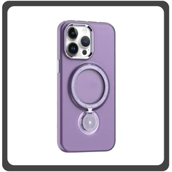 Θήκη Πλάτης - Back Cover, Silicone Σιλικόνη Rotating Magnetic Bracket Protective Case Purple Μωβ For iPhone 12 Pro Max