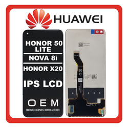HQ OEM &Sigma;&upsilon;&mu;&beta;&alpha;&tau;ό &Gamma;&iota;&alpha; Huawei Honor 50 Lite (NTN-L22), Nova 8i (NEN-L22), Honor X20 (NTN-AN20) IPS LCD Display Screen Assembly &Omicron;&theta;ό&nu;&eta; + Touch Screen Digitizer &Mu;&eta;&chi;&alpha;&nu;&iota;&sigma;&mu;ό&sigmaf; &Alpha;&phi;ή&sigmaf; Black &Mu;&alpha;ύ&rho;&omicron; (Premium A+)
