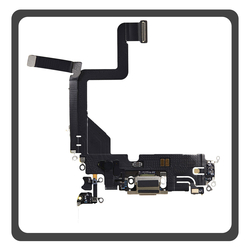 HQ OEM &Sigma;&upsilon;&mu;&beta;&alpha;&tau;ό &Mu;&epsilon; Apple iPhone 14 Pro (A2890, A2650) Charging Dock Connector Lightning Flex &Kappa;&alpha;&lambda;&omega;&delta;&iota;&omicron;&tau;&alpha;&iota;&nu;ί&alpha; &Kappa;&omicron;&nu;έ&kappa;&tau;&omicron;&rho;&alpha;&sigmaf; &Phi;ό&rho;&tau;&iota;&sigma;&eta;&sigmaf; + Microphone &Mu;&iota;&kappa;&rho;ό&phi;&omega;&nu;&omicron; Gold &Chi;&rho;&upsilon;&sigma;ό (Premium A+)