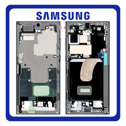 &Gamma;&nu;ή&sigma;&iota;&alpha; Original Samsung Galaxy S23 Ultra 5G (SM-S918B, SM-S918B/DS) LCD Front Housing LCD Middle Frame Bezel Plate &Mu;&epsilon;&sigma;&alpha;ί&omicron; &Pi;&lambda;&alpha;ί&sigma;&iota;&omicron; Graphite / Red GH96-15833E (Service Pack By Samsung)