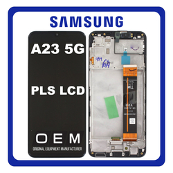 HQ OEM For Samsung Galaxy A23 5G (SM-A236U, SM-A236U1) PLS LCD Display Screen Assembly &Omicron;&theta;ό&nu;&eta; + Touch Screen Digitizer &Mu;&eta;&chi;&alpha;&nu;&iota;&sigma;&mu;ό&sigmaf; &Alpha;&phi;ή&sigmaf; + Frame Bezel &Pi;&lambda;&alpha;ί&sigma;&iota;&omicron; &Sigma;&alpha;&sigma;ί Black &Mu;&alpha;ύ&rho;&omicron; (Premium A+)