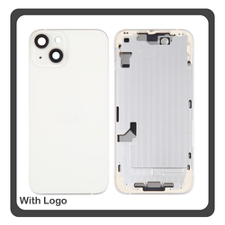 HQ OEM &Sigma;&upsilon;&mu;&beta;&alpha;&tau;ό &Mu;&epsilon; Apple iPhone 14, iPhone14 (A2882, A2649) Rear Back Battery Cover Middle Frame- Housing &Pi;ί&sigma;&omega; &Kappa;ά&lambda;&upsilon;&mu;&mu;&alpha; &Kappa;&alpha;&pi;ά&kappa;&iota; &Pi;&lambda;ά&tau;&eta; &Mu;&pi;&alpha;&tau;&alpha;&rho;ί&alpha;&sigmaf; - &Sigma;&alpha;&sigma;ί + Side Keys &Pi;&lambda;&alpha;ϊ&nu;ά &pi;&lambda;ή&kappa;&tau;&rho;&alpha;  + Sim Tray &Theta;ή&kappa;&eta; &Kappa;ά&rho;&tau;&alpha;&sigmaf; White Ά&sigma;&pi;&rho;&omicron; (Premium A+)