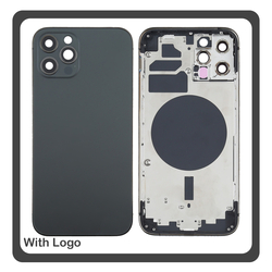 HQ OEM &Sigma;&upsilon;&mu;&beta;&alpha;&tau;ό &Mu;&epsilon; Apple iPhone 12 Pro (A2407, A2341) Rear Back Battery Cover Middle Frame- Housing &Pi;ί&sigma;&omega; &Kappa;ά&lambda;&upsilon;&mu;&mu;&alpha; &Kappa;&alpha;&pi;ά&kappa;&iota; &Pi;&lambda;ά&tau;&eta; &Mu;&pi;&alpha;&tau;&alpha;&rho;ί&alpha;&sigmaf; - &Sigma;&alpha;&sigma;ί + Side Keys &Pi;&lambda;&alpha;ϊ&nu;ά &pi;&lambda;ή&kappa;&tau;&rho;&alpha;  + Sim Tray &Theta;ή&kappa;&eta; &Kappa;ά&rho;&tau;&alpha;&sigmaf; Graphite &Mu;&alpha;ύ&rho;&omicron; (Premium A+)
