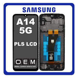 HQ OEM &Sigma;&upsilon;&mu;&beta;&alpha;&tau;ό &Mu;&epsilon; Samsung Galaxy A14 5G (SM-A146P, SM-A146P/DS) PLS LCD Display Screen Assembly &Omicron;&theta;ό&nu;&eta; + Touch Screen Digitizer &Mu;&eta;&chi;&alpha;&nu;&iota;&sigma;&mu;ό&sigmaf; &Alpha;&phi;ή&sigmaf; + Frame Bezel &Pi;&lambda;&alpha;ί&sigma;&iota;&omicron; &Sigma;&alpha;&sigma;ί Black &Mu;&alpha;ύ&rho;&omicron; (SMALL CONNECTOR)​ (Premium A+)
