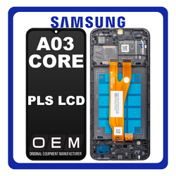 HQ OEM &Sigma;&upsilon;&mu;&beta;&alpha;&tau;ό &Mu;&epsilon; Samsung Galaxy A03 Core (SM-A032F, SM-A032F/DS) PLS LCD Display Screen Assembly &Omicron;&theta;ό&nu;&eta; + Touch Screen Digitizer &Mu;&eta;&chi;&alpha;&nu;&iota;&sigma;&mu;ό&sigmaf; &Alpha;&phi;ή&sigmaf; + Frame Bezel &Pi;&lambda;&alpha;ί&sigma;&iota;&omicron; &Sigma;&alpha;&sigma;ί Black &Mu;&alpha;ύ&rho;&omicron; (Premium A+)