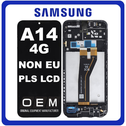 HQ OEM &Sigma;&upsilon;&mu;&beta;&alpha;&tau;ό &Mu;&epsilon; Samsung Galaxy A14 4G (SM-A145F, SM-A145F/DSN) PLS LCD Display Screen Assembly &Omicron;&theta;ό&nu;&eta; + Touch Screen Digitizer &Mu;&eta;&chi;&alpha;&nu;&iota;&sigma;&mu;ό&sigmaf; &Alpha;&phi;ή&sigmaf; + Frame Bezel &Pi;&lambda;&alpha;ί&sigma;&iota;&omicron; &Sigma;&alpha;&sigma;ί Black &Mu;&alpha;ύ&rho;&omicron; NON EU VERSION​ BOE Flex​ (Premium A+)