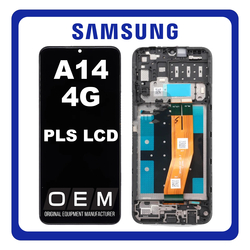 HQ OEM &Sigma;&upsilon;&mu;&beta;&alpha;&tau;ό &Mu;&epsilon; Samsung Galaxy A14 4G (SM-A145P, SM-A145R​) PLS LCD Display Screen Assembly &Omicron;&theta;ό&nu;&eta; + Touch Screen Digitizer &Mu;&eta;&chi;&alpha;&nu;&iota;&sigma;&mu;ό&sigmaf; &Alpha;&phi;ή&sigmaf; + Frame Bezel &Pi;&lambda;&alpha;ί&sigma;&iota;&omicron; &Sigma;&alpha;&sigma;ί Black &Mu;&alpha;ύ&rho;&omicron; (Premium A+)