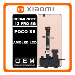 HQ OEM &Sigma;&upsilon;&mu;&beta;&alpha;&tau;ό &Mu;&epsilon; Xiaomi Poco X6 (23122PCD1G, 23122PCD1I) / Redmi Note 13 Pro 5G (2312DRA50C, 2312CRAD3C), AMOLED LCD Display Screen Assembly &Omicron;&theta;ό&nu;&eta; + Touch Screen Digitizer &Mu;&eta;&chi;&alpha;&nu;&iota;&sigma;&mu;ό&sigmaf; &Alpha;&phi;ή&sigmaf; Black &Mu;&alpha;ύ&rho;&omicron; (Premium A+)