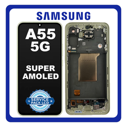 &Gamma;&nu;ή&sigma;&iota;&alpha; Original Samsung Galaxy A55 5G (SM-A556V, SM-A556B) Super AMOLED LCD Display Screen Assembly &Omicron;&theta;ό&nu;&eta; + Touch Screen Digitizer &Mu;&eta;&chi;&alpha;&nu;&iota;&sigma;&mu;ό&sigmaf; &Alpha;&phi;ή&sigmaf; + Frame Bezel &Pi;&lambda;&alpha;ί&sigma;&iota;&omicron; &Sigma;&alpha;&sigma;ί Lemon GH82-34305D (Service Pack By Samsung)