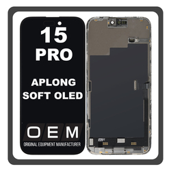 HQ OEM Συμβατό Με iPhone 15 Pro, iPhone 15Pro (A2848, A3101) APLONG SOFT OLED LCD Display Screen Assembly Οθόνη + Touch Screen Digitizer Μηχανισμός Αφής Black Μαύρο (Premium A+) (Lifetime Warranty Για Συνεργατες B2B​)