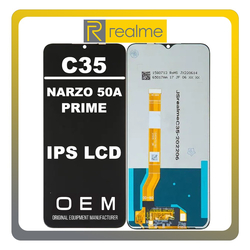 HQ OEM &Sigma;&upsilon;&mu;&beta;&alpha;&tau;ό &Mu;&epsilon; Realme C35 (RMX3511) IPS LCD Display Screen Assembly &Omicron;&theta;ό&nu;&eta; + Touch Screen Digitizer &Mu;&eta;&chi;&alpha;&nu;&iota;&sigma;&mu;ό&sigmaf; &Alpha;&phi;ή&sigmaf; Glowing Black &Mu;&alpha;ύ&rho;&omicron; (Premium A+)