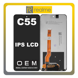 HQ OEM &Sigma;&upsilon;&mu;&beta;&alpha;&tau;ό &Mu;&epsilon; Realme C55 (RMX3710), Realme C67 5G IPS LCD Display Screen Assembly &Omicron;&theta;ό&nu;&eta; + Touch Screen Digitizer &Mu;&eta;&chi;&alpha;&nu;&iota;&sigma;&mu;ό&sigmaf; &Alpha;&phi;ή&sigmaf; Black &Mu;&alpha;ύ&rho;&omicron; (Premium A+)