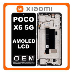 HQ OEM &Sigma;&upsilon;&mu;&beta;&alpha;&tau;ό &Mu;&epsilon; Xiaomi Poco X6 5G (23122PCD1G, 23122PCD1I) AMOLED LCD Display Screen Assembly &Omicron;&theta;ό&nu;&eta; + Touch Screen Digitizer &Mu;&eta;&chi;&alpha;&nu;&iota;&sigma;&mu;ό&sigmaf; &Alpha;&phi;ή&sigmaf; + Frame Bezel &Pi;&lambda;&alpha;ί&sigma;&iota;&omicron; &Sigma;&alpha;&sigma;ί Black &Mu;&alpha;ύ&rho;&omicron; (Premium A+)