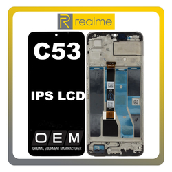 HQ OEM &Sigma;&upsilon;&mu;&beta;&alpha;&tau;ό &Mu;&epsilon; Realme C53 (RMX3760) IPS LCD Display Screen Assembly &Omicron;&theta;ό&nu;&eta; + Touch Screen Digitizer &Mu;&eta;&chi;&alpha;&nu;&iota;&sigma;&mu;ό&sigmaf; &Alpha;&phi;ή&sigmaf; + Frame Bezel &Pi;&lambda;&alpha;ί&sigma;&iota;&omicron; &Sigma;&alpha;&sigma;ί Black &Mu;&alpha;ύ&rho;&omicron; (Premium A+)
