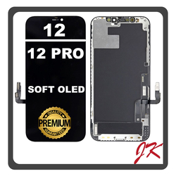 HQ OEM &Sigma;&upsilon;&mu;&beta;&alpha;&tau;ό &Mu;&epsilon; Apple iPhone 12(A2403, A2172) / iPhone 12 Pro (A2407, A2341) JK SOFT OLED LCD Display Screen Assembly &Omicron;&theta;ό&nu;&eta; + Touch Screen Digitizer &Mu;&eta;&chi;&alpha;&nu;&iota;&sigma;&mu;ό&sigmaf; &Alpha;&phi;ή&sigmaf; Black &Mu;&alpha;ύ&rho;&omicron; (Premium A+)