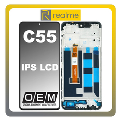 HQ OEM &Sigma;&upsilon;&mu;&beta;&alpha;&tau;ό &Mu;&epsilon; Realme C55 (RMX3710) IPS LCD Display Screen Assembly &Omicron;&theta;ό&nu;&eta; + Touch Screen Digitizer &Mu;&eta;&chi;&alpha;&nu;&iota;&sigma;&mu;ό&sigmaf; &Alpha;&phi;ή&sigmaf; + Frame Bezel &Pi;&lambda;&alpha;ί&sigma;&iota;&omicron; &Sigma;&alpha;&sigma;ί​ Black &Mu;&alpha;ύ&rho;&omicron; (Premium A+)
