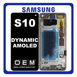 HQ OEM &Sigma;&upsilon;&mu;&beta;&alpha;&tau;ό &Mu;&epsilon; Samsung Galaxy S10 (SM-G973F, SM-G973U, SM-G973W) Dynamic AMOLED LCD Display Screen Assembly &Omicron;&theta;ό&nu;&eta; + Touch Screen Digitizer &Mu;&eta;&chi;&alpha;&nu;&iota;&sigma;&mu;ό&sigmaf; &Alpha;&phi;ή&sigmaf; + Frame Bezel &Pi;&lambda;&alpha;ί&sigma;&iota;&omicron; &Sigma;&alpha;&sigma;ί Black &Mu;&alpha;ύ&rho;&omicron; (Premium A+)