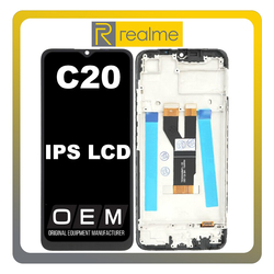 HQ OEM &Sigma;&upsilon;&mu;&beta;&alpha;&tau;ό &Mu;&epsilon; Realme C20 (RMX3063, RMX3061), IPS LCD Display Screen Assembly &Omicron;&theta;ό&nu;&eta; + Touch Screen Digitizer &Mu;&eta;&chi;&alpha;&nu;&iota;&sigma;&mu;ό&sigmaf; &Alpha;&phi;ή&sigmaf; + Frame Bezel &Pi;&lambda;&alpha;ί&sigma;&iota;&omicron; &Sigma;&alpha;&sigma;ί Black &Mu;&alpha;ύ&rho;&omicron; (Premium A+)