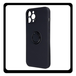 Θήκη Πλάτης - Back Cover, Silicone Σιλικόνη Black Μαύρο FInger Grip Case For iPhone 15 Pro