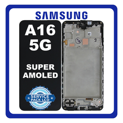 &Gamma;&nu;ή&sigma;&iota;&alpha; Original Samsung Galaxy A16 5G (SM-A166B, SM-A166B/DS) Super AMOLED LCD &Omicron;&theta;ό&nu;&eta; + Touch Screen Digitizer + Frame Bezel Black &Mu;&alpha;ύ&rho;&omicron; GH82-36143A (Service Pack By Samsung)