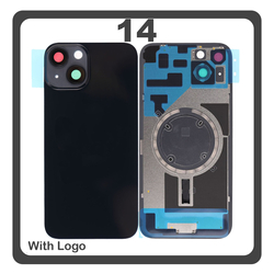 HQ OEM &Sigma;&upsilon;&mu;&beta;&alpha;&tau;ό &Mu;&epsilon; Apple iPhone 14, iPhone14 (A2882, A2649) Rear Back Battery Cover &Pi;ί&sigma;&omega; &Kappa;ά&lambda;&upsilon;&mu;&mu;&alpha; &Kappa;&alpha;&pi;ά&kappa;&iota; &Pi;&lambda;ά&tau;&eta; &Mu;&pi;&alpha;&tau;&alpha;&rho;ί&alpha;&sigmaf; + Metal Plate + Camera Lens &Tau;&zeta;&alpha;&mu;ά&kappa;&iota; &Kappa;ά&mu;&epsilon;&rho;&alpha;&sigmaf; + Magsafe Midnight Black &Mu;&alpha;ύ&rho;&omicron; (Premium A+)