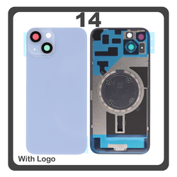 HQ OEM &Sigma;&upsilon;&mu;&beta;&alpha;&tau;ό &Mu;&epsilon; Apple iPhone 14, iPhone14 (A2882, A2649) Rear Back Battery Cover &Pi;ί&sigma;&omega; &Kappa;ά&lambda;&upsilon;&mu;&mu;&alpha; &Kappa;&alpha;&pi;ά&kappa;&iota; &Pi;&lambda;ά&tau;&eta; &Mu;&pi;&alpha;&tau;&alpha;&rho;ί&alpha;&sigmaf; + Metal Plate + Camera Lens &Tau;&zeta;&alpha;&mu;ά&kappa;&iota; &Kappa;ά&mu;&epsilon;&rho;&alpha;&sigmaf; + Magsafe Blue &Mu;&pi;&lambda;&epsilon; (Premium A+)