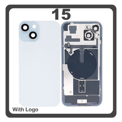 HQ OEM &Sigma;&upsilon;&mu;&beta;&alpha;&tau;ό &Mu;&epsilon; iPhone 15 , iPhone15 (A3090, A2846) Rear Back Battery Cover &Pi;ί&sigma;&omega; &Kappa;ά&lambda;&upsilon;&mu;&mu;&alpha; &Kappa;&alpha;&pi;ά&kappa;&iota; &Pi;&lambda;ά&tau;&eta; &Mu;&pi;&alpha;&tau;&alpha;&rho;ί&alpha;&sigmaf; + Metal Plate + Camera Lens &Tau;&zeta;&alpha;&mu;ά&kappa;&iota; &Kappa;ά&mu;&epsilon;&rho;&alpha;&sigmaf; + Magsafe + NFC Blue &Mu;&pi;&lambda;&epsilon; (Premium A+)