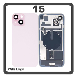 HQ OEM &Sigma;&upsilon;&mu;&beta;&alpha;&tau;ό &Mu;&epsilon; iPhone 15 , iPhone15 (A3090, A2846) Rear Back Battery Cover &Pi;ί&sigma;&omega; &Kappa;ά&lambda;&upsilon;&mu;&mu;&alpha; &Kappa;&alpha;&pi;ά&kappa;&iota; &Pi;&lambda;ά&tau;&eta; &Mu;&pi;&alpha;&tau;&alpha;&rho;ί&alpha;&sigmaf; + Metal Plate + Camera Lens &Tau;&zeta;&alpha;&mu;ά&kappa;&iota; &Kappa;ά&mu;&epsilon;&rho;&alpha;&sigmaf; + Magsafe + NFC Pink &Rho;&omicron;&zeta; (Premium A+)