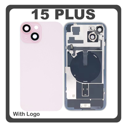 HQ OEM &Sigma;&upsilon;&mu;&beta;&alpha;&tau;ό &Mu;&epsilon; Apple iPhone 15 Plus, iPhone 15+ (A3094, A2847) Rear Back Battery Cover &Pi;ί&sigma;&omega; &Kappa;ά&lambda;&upsilon;&mu;&mu;&alpha; &Kappa;&alpha;&pi;ά&kappa;&iota; &Pi;&lambda;ά&tau;&eta; &Mu;&pi;&alpha;&tau;&alpha;&rho;ί&alpha;&sigmaf; + Metal Plate + Camera Lens &Tau;&zeta;&alpha;&mu;ά&kappa;&iota; &Kappa;ά&mu;&epsilon;&rho;&alpha;&sigmaf; + Magsafe + NFC Pink &Rho;&omicron;&zeta; (Premium A+)