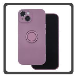Θήκη Πλάτης - Back Cover, Silicone Σιλικόνη Light Purple Μωβ Finger Grip Case iPhone 15
