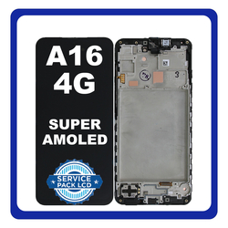 &Gamma;&nu;ή&sigma;&iota;&alpha; Original Samsung Galaxy A16 4G (SM-A165F, SM-A165F/DS) Super AMOLED LCD &Omicron;&theta;ό&nu;&eta; + Touch Screen Digitizer + Frame Bezel Black &Mu;&alpha;ύ&rho;&omicron; GH82-36253A (Service Pack By Samsung)