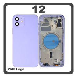 HQ OEM &Sigma;&upsilon;&mu;&beta;&alpha;&tau;ό &Mu;&epsilon; Apple iPhone 12 (A2403, A2172) Rear Back Battery Cover Middle Frame- Housing &Pi;ί&sigma;&omega; &Kappa;ά&lambda;&upsilon;&mu;&mu;&alpha; &Kappa;&alpha;&pi;ά&kappa;&iota; &Pi;&lambda;ά&tau;&eta; &Mu;&pi;&alpha;&tau;&alpha;&rho;ί&alpha;&sigmaf; - &Sigma;&alpha;&sigma;ί + Side Keys &Pi;&lambda;&alpha;ϊ&nu;ά &pi;&lambda;ή&kappa;&tau;&rho;&alpha;  + Sim Tray &Theta;ή&kappa;&eta; &Kappa;ά&rho;&tau;&alpha;&sigmaf; + Magsafe Purple &Mu;&omega;&beta;​ (Premium A+)