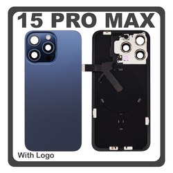 HQ OEM &Sigma;&upsilon;&mu;&beta;&alpha;&tau;ό &Mu;&epsilon; Apple iPhone 15 Pro Max, iPhone 15 ProMax (A2849, A3105) Rear Back Battery Cover &Pi;ί&sigma;&omega; &Kappa;ά&lambda;&upsilon;&mu;&mu;&alpha; &Kappa;&alpha;&pi;ά&kappa;&iota; &Pi;&lambda;ά&tau;&eta; &Mu;&pi;&alpha;&tau;&alpha;&rho;ί&alpha;&sigmaf; + Metal Plate + Camera Lens &Tau;&zeta;&alpha;&mu;ά&kappa;&iota; &Kappa;ά&mu;&epsilon;&rho;&alpha;&sigmaf; + Magsafe + NFC Blue Titanium &Mu;&pi;&lambda;&epsilon; (Premium A+)