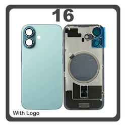 HQ OEM &Sigma;&upsilon;&mu;&beta;&alpha;&tau;ό &Mu;&epsilon; Apple iPhone 16, iPhone16 (A3287, A3081) Rear Back Battery Cover &Pi;ί&sigma;&omega; &Kappa;ά&lambda;&upsilon;&mu;&mu;&alpha; &Kappa;&alpha;&pi;ά&kappa;&iota; &Pi;&lambda;ά&tau;&eta; &Mu;&pi;&alpha;&tau;&alpha;&rho;ί&alpha;&sigmaf; + Metal Plate + Camera Lens &Tau;&zeta;&alpha;&mu;ά&kappa;&iota; &Kappa;ά&mu;&epsilon;&rho;&alpha;&sigmaf; + Magsafe Teal &Tau;&iota;&rho;&kappa;&omicron;&upsilon;ά&zeta; (Premium A+)
