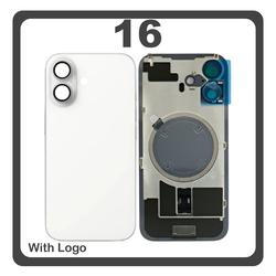 HQ OEM &Sigma;&upsilon;&mu;&beta;&alpha;&tau;ό &Mu;&epsilon; Apple iPhone 16, iPhone16 (A3287, A3081) Rear Back Battery Cover &Pi;ί&sigma;&omega; &Kappa;ά&lambda;&upsilon;&mu;&mu;&alpha; &Kappa;&alpha;&pi;ά&kappa;&iota; &Pi;&lambda;ά&tau;&eta; &Mu;&pi;&alpha;&tau;&alpha;&rho;ί&alpha;&sigmaf; + Metal Plate + Camera Lens &Tau;&zeta;&alpha;&mu;ά&kappa;&iota; &Kappa;ά&mu;&epsilon;&rho;&alpha;&sigmaf; + Magsafe White Ά&sigma;&pi;&rho;&omicron; (Premium A+)