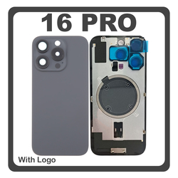 HQ OEM &Sigma;&upsilon;&mu;&beta;&alpha;&tau;ό &Mu;&epsilon; Apple iPhone 16 Pro, iPhone 16Pro (A3293, A3083) Rear Back Battery Cover &Pi;ί&sigma;&omega; &Kappa;ά&lambda;&upsilon;&mu;&mu;&alpha; &Kappa;&alpha;&pi;ά&kappa;&iota; &Pi;&lambda;ά&tau;&eta; &Mu;&pi;&alpha;&tau;&alpha;&rho;ί&alpha;&sigmaf; + Metal Plate + Camera Lens &Tau;&zeta;&alpha;&mu;ά&kappa;&iota; &Kappa;ά&mu;&epsilon;&rho;&alpha;&sigmaf; + Magsafe Black Titanium &Mu;&alpha;ύ&rho;&omicron; (Premium A+)