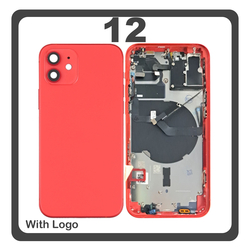 HQ OEM &Sigma;&upsilon;&mu;&beta;&alpha;&tau;ό &Mu;&epsilon; Apple iPhone 12 (A2403, A2172) Rear Back Battery Cover Middle Frame- Housing &Pi;ί&sigma;&omega; &Kappa;ά&lambda;&upsilon;&mu;&mu;&alpha; &Kappa;&alpha;&pi;ά&kappa;&iota; &Pi;&lambda;ά&tau;&eta; &Mu;&pi;&alpha;&tau;&alpha;&rho;ί&alpha;&sigmaf; + Power Button + Volume Button Flex Cable + Sim Card Tray + Flashlight Flex + NFC Red &Kappa;ό&kappa;&kappa;&iota;&nu;&omicron; (Premium A+)