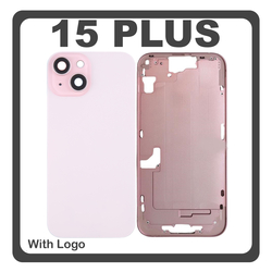 HQ OEM &Sigma;&upsilon;&mu;&beta;&alpha;&tau;ό &Mu;&epsilon; Apple iPhone 15 Plus, iPhone 15+ (A3094, A2847) Rear Back Battery Cover Middle Frame + Housing &Pi;ί&sigma;&omega; &Kappa;ά&lambda;&upsilon;&mu;&mu;&alpha; &Kappa;&alpha;&pi;ά&kappa;&iota; &Pi;&lambda;ά&tau;&eta; &Mu;&pi;&alpha;&tau;&alpha;&rho;ί&alpha;&sigmaf; - &Sigma;&alpha;&sigma;ί + Camera Lens &Tau;&zeta;&alpha;&mu;ά&kappa;&iota; &Kappa;ά&mu;&epsilon;&rho;&alpha;&sigmaf; + Side Keys + Sim Tray + Magsafe Pink &Rho;&omicron;&zeta; (Premium A+)
