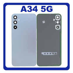 HQ OEM &Sigma;&upsilon;&mu;&beta;&alpha;&tau;ό &Mu;&epsilon; Samsung Galaxy A34 5G (SM-A346E, SM-A346B) Rear Back Battery Cover + Camera Lens &Pi;ί&sigma;&omega; &Kappa;ά&lambda;&upsilon;&mu;&mu;&alpha; &Kappa;&alpha;&pi;ά&kappa;&iota; &Pi;&lambda;ά&tau;&eta; &Mu;&pi;&alpha;&tau;&alpha;&rho;ί&alpha;&sigmaf; + &Tau;&zeta;&alpha;&mu;ά&kappa;&iota; &Kappa;ά&mu;&epsilon;&rho;&alpha;&sigmaf; Silver &Alpha;&sigma;&eta;&mu;ί ​(Premium A+)
