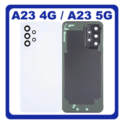 HQ OEM &Sigma;&upsilon;&mu;&beta;&alpha;&tau;ό &Mu;&epsilon; Samsung Galaxy A23 (SM-A235F, SM-A235F/DS) / A23 5G (SM-A236U, SM-A236U1) Rear Back Battery Cover + Camera Lens &Pi;ί&sigma;&omega; &Kappa;ά&lambda;&upsilon;&mu;&mu;&alpha; &Kappa;&alpha;&pi;ά&kappa;&iota; &Pi;&lambda;ά&tau;&eta; &Mu;&pi;&alpha;&tau;&alpha;&rho;ί&alpha;&sigmaf; + &Tau;&zeta;&alpha;&mu;ά&kappa;&iota; &Kappa;ά&mu;&epsilon;&rho;&alpha;&sigmaf; White Ά&sigma;&pi;&rho;&omicron; (Premium A+)