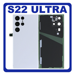 HQ OEM &Sigma;&upsilon;&mu;&beta;&alpha;&tau;ό &Mu;&epsilon; Samsung Galaxy S22 Ultra 5G (SM-S908B, SM-S908B/DS, SM-S908) Rear Back Battery Cover &Pi;ί&sigma;&omega; &Kappa;ά&lambda;&upsilon;&mu;&mu;&alpha; &Kappa;&alpha;&pi;ά&kappa;&iota; &Pi;&lambda;ά&tau;&eta; &Mu;&pi;&alpha;&tau;&alpha;&rho;ί&alpha;&sigmaf; + Camera Lens &Tau;&zeta;&alpha;&mu;ά&kappa;&iota; &Kappa;ά&mu;&epsilon;&rho;&alpha;&sigmaf; White Ά&sigma;&pi;&rho;&omicron; (Premium A+)