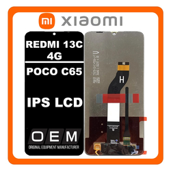 HQ OEM &Sigma;&upsilon;&mu;&beta;&alpha;&tau;ό &Mu;&epsilon; Xiaomi Redmi 13C 4G (23100RN82L, 23106RN0DA) / Poco C65 (2310FPCA4G) IPS LCD Display Screen Assembly &Omicron;&theta;ό&nu;&eta; + Touch Screen Digitizer &Mu;&eta;&chi;&alpha;&nu;&iota;&sigma;&mu;ό&sigmaf; &Alpha;&phi;ή&sigmaf; Black &Mu;&alpha;ύ&rho;&omicron; (Premium A+)