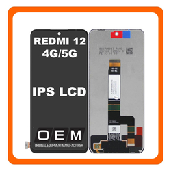 HQ OEM &Sigma;&upsilon;&mu;&beta;&alpha;&tau;ό &Mu;&epsilon; Xiaomi Redmi 12 4G (23053RN02A, 23053RN02Y) / Redmi 12 5G (23076RN4BI), IPS LCD Display Screen Assembly &Omicron;&theta;ό&nu;&eta; + Touch Screen Digitizer &Mu;&eta;&chi;&alpha;&nu;&iota;&sigma;&mu;ό&sigmaf; &Alpha;&phi;ή&sigmaf; Black &Mu;&alpha;ύ&rho;&omicron; (Premium A+)