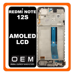 HQ OEM &Sigma;&upsilon;&mu;&beta;&alpha;&tau;ό &Mu;&epsilon; Xiaomi Redmi Note 12S 4G (2303CRA44A, 23030RAC7Y) AMOLED LCD Display Screen Assembly &Omicron;&theta;ό&nu;&eta; + Touch Screen Digitizer &Mu;&eta;&chi;&alpha;&nu;&iota;&sigma;&mu;ό&sigmaf; &Alpha;&phi;ή&sigmaf; + Frame Bezel &Pi;&lambda;&alpha;ί&sigma;&iota;&omicron; &Sigma;&alpha;&sigma;ί Onyx Black &Mu;&alpha;ύ&rho;&omicron; (Premium A+)