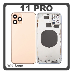HQ OEM Apple Iphone 11 Pro, Iphone11 Pro (A2215) BACK BATTERY COVER MIDDLE FRAME- HOUSING &Kappa;&Alpha;&Pi;&Alpha;&Kappa;&Iota; &Mu;&Pi;&Alpha;&Tau;&Alpha;&Rho;&Iota;&Alpha;&Sigma;- &Sigma;&Alpha;&Sigma;&Iota; + &Pi;&Lambda;&Alpha;&Iota;&Nu;&Alpha; &Pi;&Lambda;&Eta;&Kappa;&Tau;&Rho;&Alpha; SIDE KEYS + &Theta;&Eta;&Kappa;&Eta; &Kappa;&Alpha;&Rho;&Tau;&Alpha;&Sigma; SIM HOLDER GOLD (Premium A+)